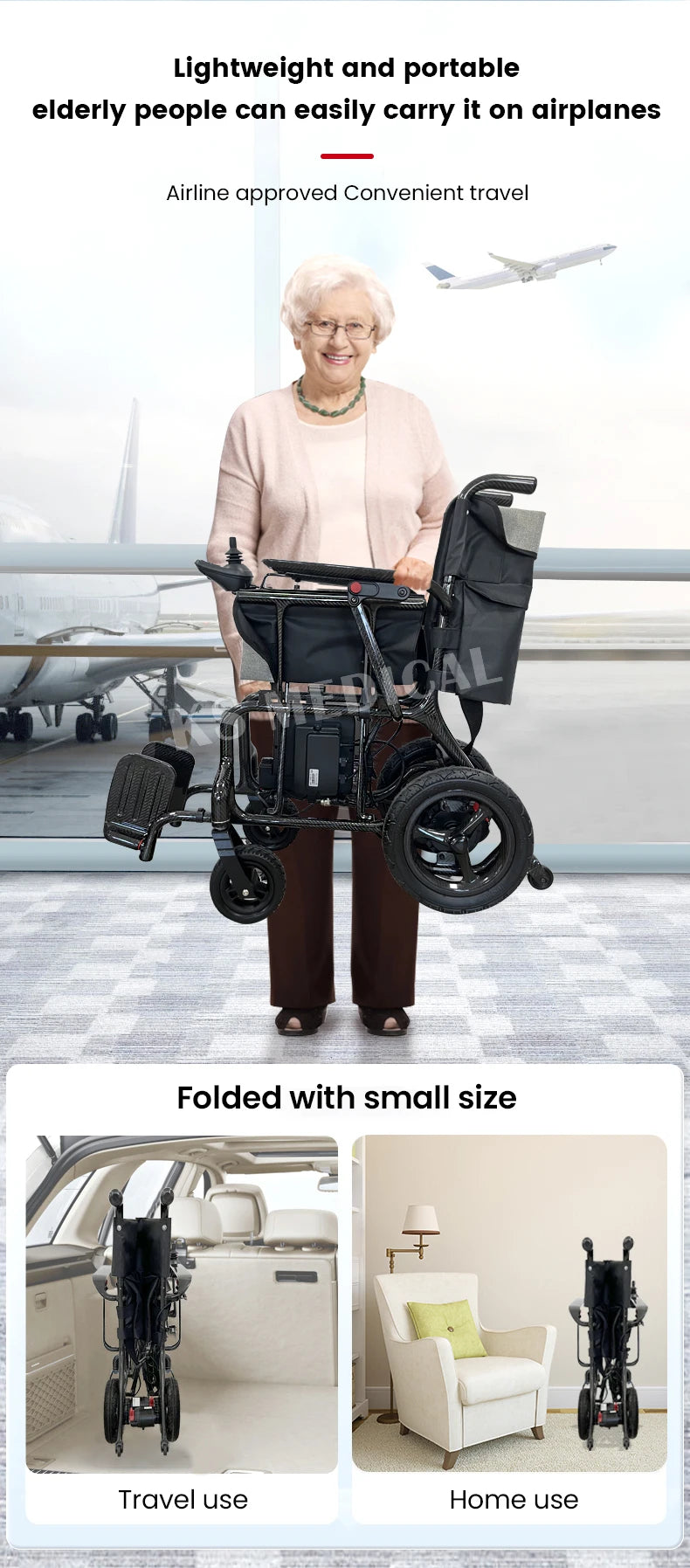 Portable Electric Wheelchair/ Carbon Fiber Lightweight