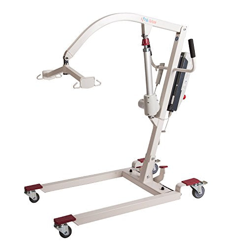 Hi-Fortune Electric Patient Lift Hydraulic Medical Body Lift with Full Mesh Sling, Opening Low Base for Home Use, 400lbs Weight Capacity